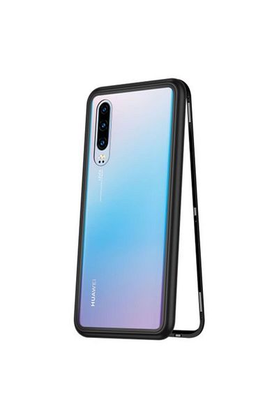 OEM Husă magnetică neagră pentru Huawei P30, MyStyle, potrivire perfectă, cu spate din sticlă securizată premium