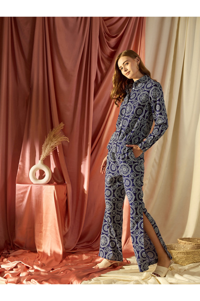 Kassually By Styli All Over Print Shirt and Side Slit Detail Pants Co-Ords
