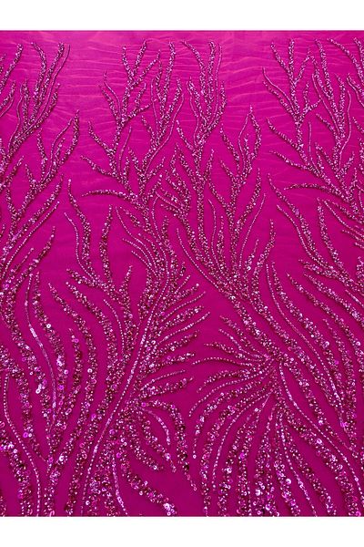 Luxuro Couture Fuchsia Lace with Strings, Beads and Sequins