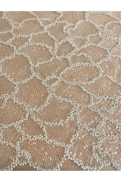 Luxuro Geometric Pattern Lace with Beads and Sequins