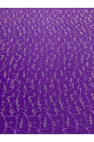 Luxuro Dark Purple Couture Lace with Pearls, Beads and Sequins