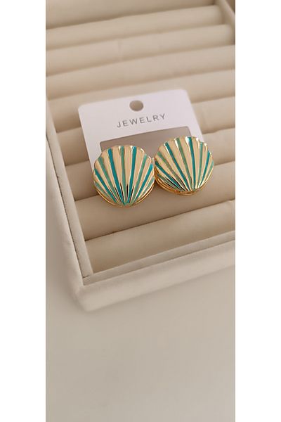 GÜRLER Blue Steel Oyster Earrings