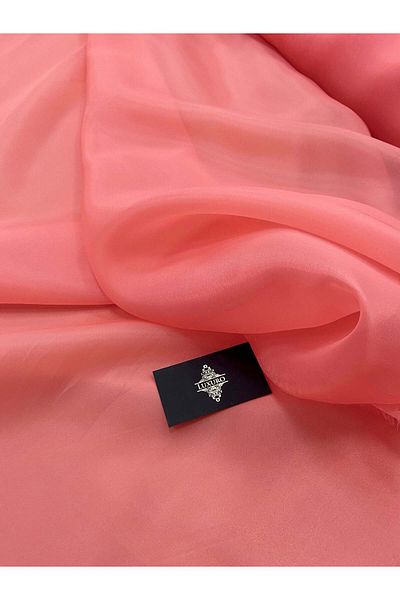 Luxuro Coral Pink Pearl Organza - 3 m Width