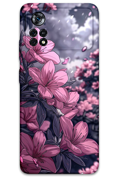 Gramaphone Poco x4 Pro 5G Uyumlu Çiçek Desenli Telefon Kılıfı + Ekran Koruyucu - 5796