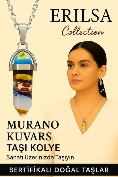 Erilsa قلادة من حجر الكوارتز مورانو معتمدة على شكل مسمار (نمط فني ملون حي)