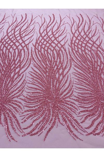 Luxuro Pink Couture Lace with Strings, Beads and Sequins