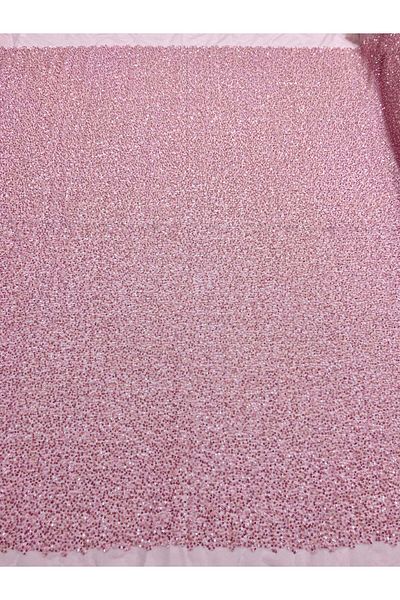 Luxuro Pink Couture Lace with General Pattern, with Beads and Sequins