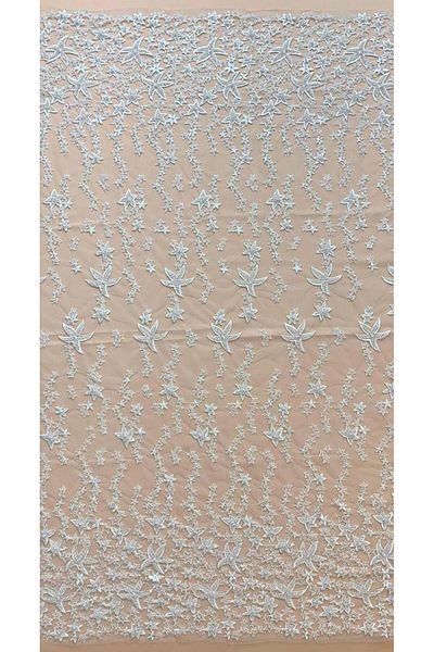 Luxuro Lace with Star Pattern, Crystals, Pearls and Sequins