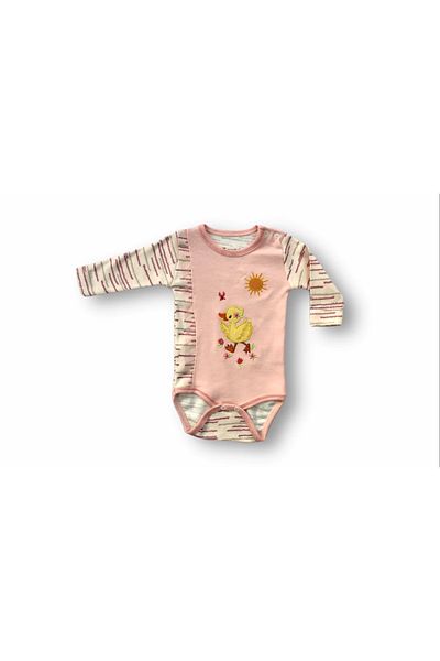ALFA AKSESUAR 03 3-6 6-9 9-12 Months Fancy Duck Embroidered Hat Long Sleeve Bodysuit 3-Piece Girl Baby Set Pink