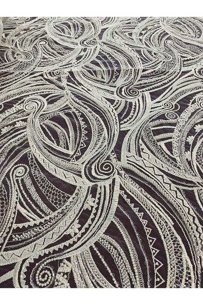 Luxuro Geometric Pattern Lace with Pearls and Sequins