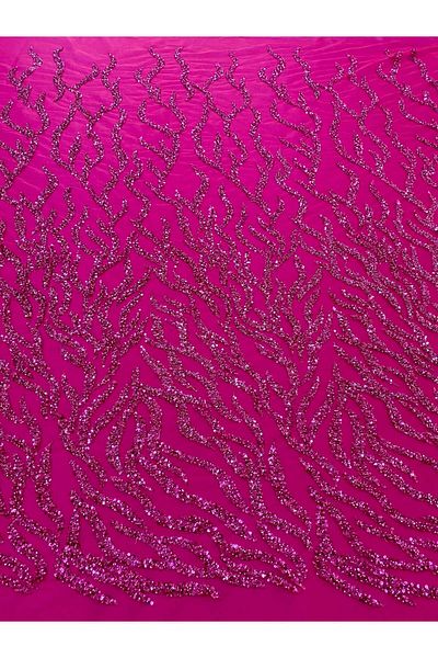Luxuro Couture Fuchsia Lace with Strings, Beads and Sequins