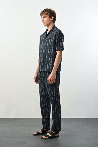 İLKCET MODA Візерункові трикотажні чоловічі штани з льону