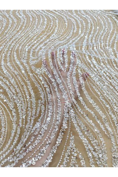 Luxuro Couture Diamond Lace Linear Pattern, with Beads and Sequins