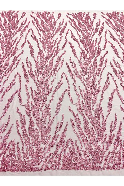 Luxuro Pink Couture Lace with Pearls, Beads and Sequins