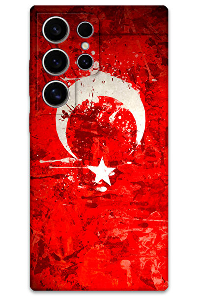 Gramaphone Galaxy S23 Ultra Uyumlu Türk Bayrağı Desenli Telefon Kılıfı + Ekran Koruyucu - 5847