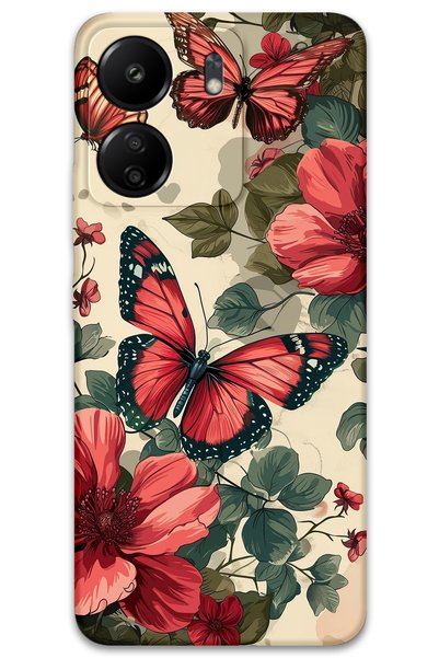 Gramaphone حافظة هاتف متوافقة مع هاتف Xiaomi Redmi 13c على شكل فراشة + واقي ش...