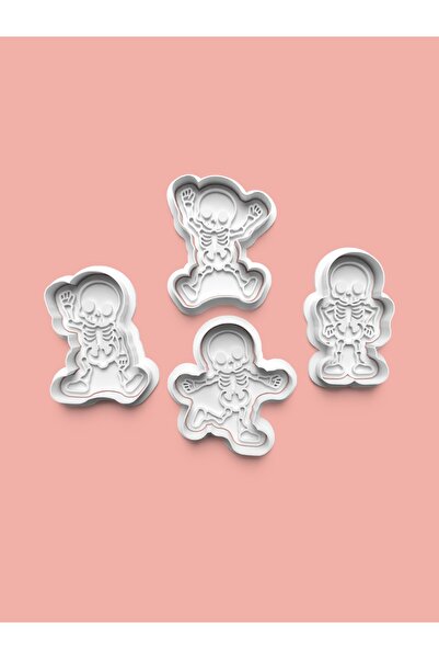 AKTASTORE قالب كوكيز على شكل هيكل عظمي وقالب عجينة السكر مجموعة من 4 قطع 0693...