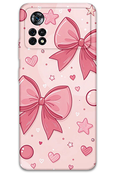 Gramaphone Poco x4 Pro 5G Uyumlu Kurdele Desenli Telefon Kılıfı + Ekran Koruyucu - 5803