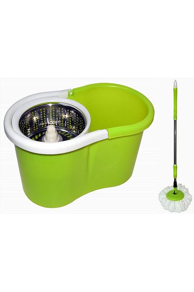 BUNCA Easy Wring and Clean Spin Mop and Bucket Set, Floor Mop with Spin Wringer and Microfiber Mop Head