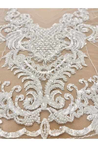 Luxuro Geometric Pattern Bust Panel Set with Crystals, Pearls and Sequins