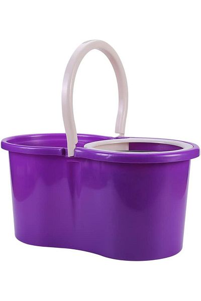 BUNCA Easy Wring and Clean Spin Mop and Bucket Set, Floor Mop with Spin Wringer and Microfiber Mop Head
