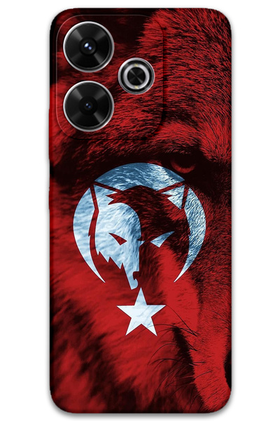 Gramaphone Xiaomi Redmi 13 Uyumlu Türk Bayrağı Desenli Telefon Kılıfı + Ekran Koruyucu - 5856