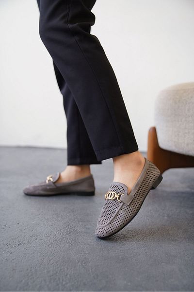 MODAADAM Women's Celtic Buckle Flat Ballerinas - Gray