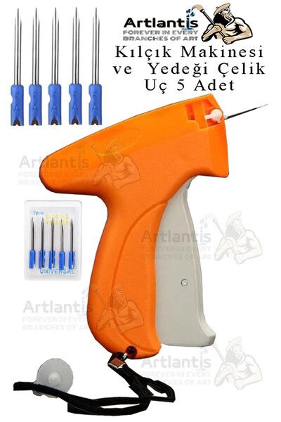 Artlantis Kılçık Makinesi ve 5 li Çelik Yedek Uç 1 Paket Kılçık Tabancası Türban Tasarım Gelinlik Metal İğneli