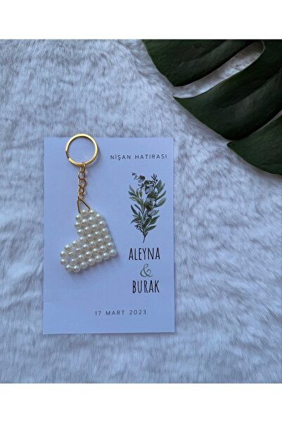 SOFT İnci kalp anahtarlık düğün nişan söz doğum günü hediyelik 10 adet