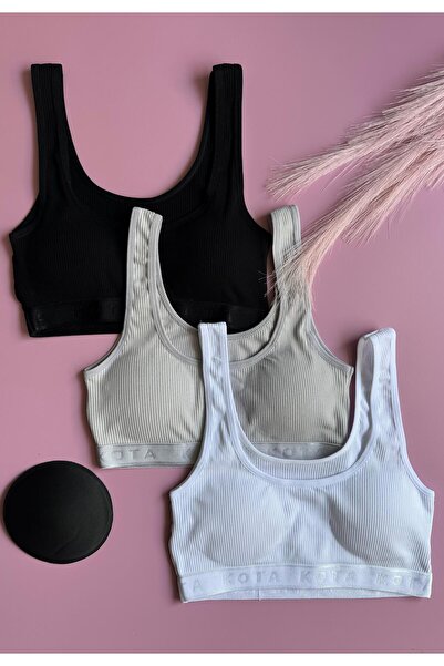 Elosia Light Trace |   Camisole 3-Piece Padded Cotton White Color Strap Women's Bra-Undershirt