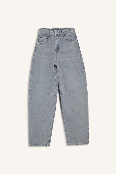 DeFacto Baggy Fit High Waist Long Jean Washed Trousers E3186Ax25Sp