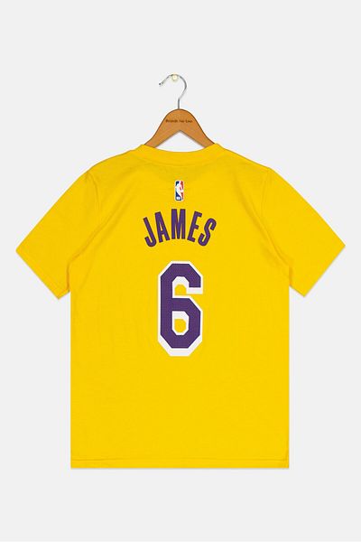 Nike X NBA Kids Boy Lakers Short Sleeve Basketball T-Shirt, Yellow