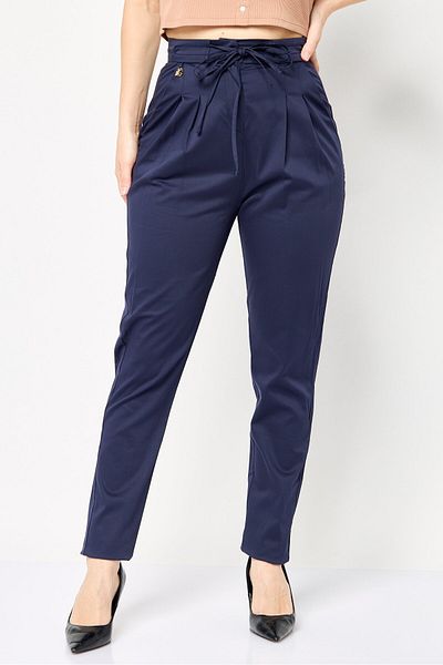 Harmont & Blaine Women Regular Fit Solid Skinny Pants, Navy Blue