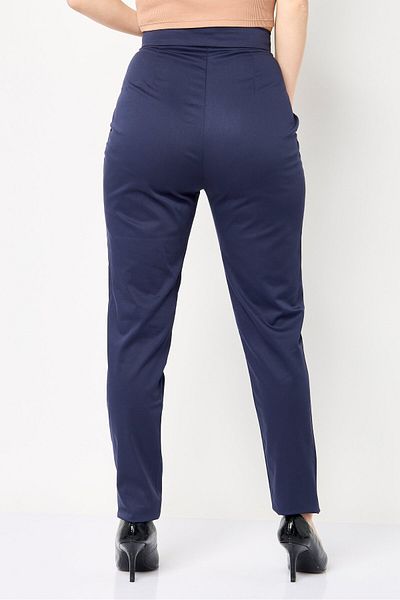 Harmont & Blaine Women Regular Fit Solid Skinny Pants, Navy Blue