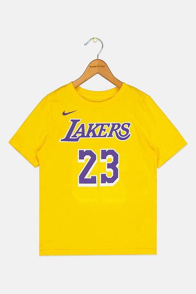Nike X NBA Kids Boy Lakers Short Sleeve Basketball T-Shirt, Yellow