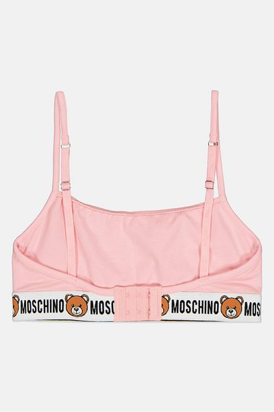 Moschino حمالة صدر نسائية غير مبطنة بشعار العلامة التجارية، لون وردي