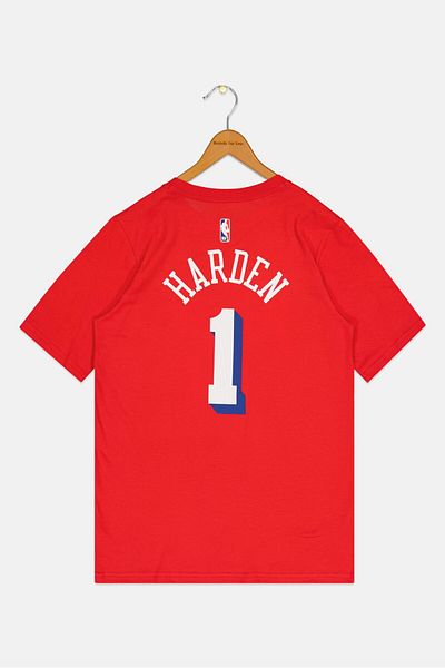 Nike X NBA Kids Boy Phila Short Sleeve Basketball T-Shirt, Red