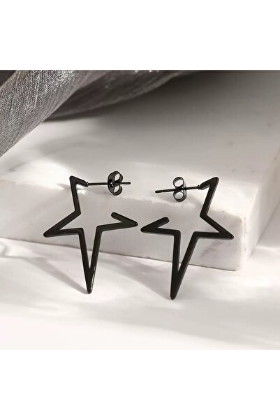 Choice Black Harajuku Punk Big Star Earring Irregular Hollow Out Alien Metal ...