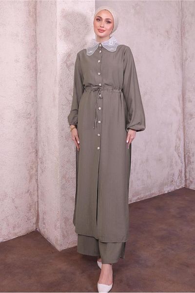 TRENDTESETTÜR Women's Mink Lace Collar Pants Suit t 9994