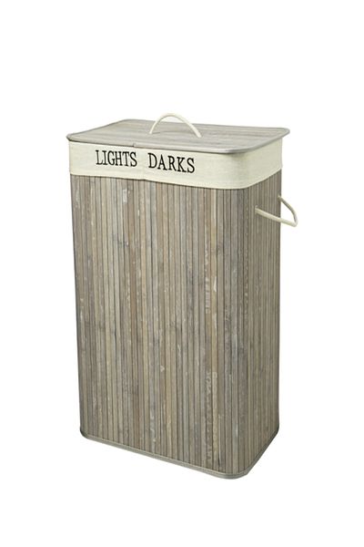 HONEYBEE Dual Section Durable Bamboo Laundry Hamper with Lid