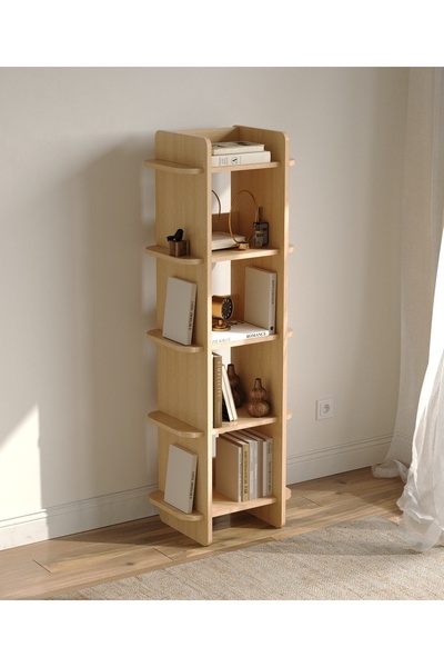 Misinko Bolu Kitaplık | 50 cm - 5 Raflı Açık Meşe Renkli