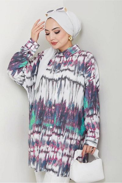 TRENDTESETTÜR Women's Fuchia Cotton Patterned Tunic t 1977