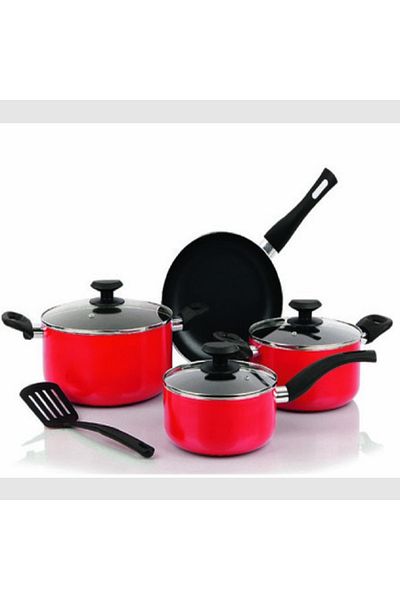 Parfait 8-Piece Premium Quality Cookware Set Red and Black