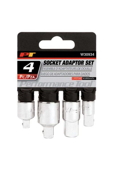 Generic Performance Tool 4-Piece Ergonomic Design Socket Adaptor Set Silver W30934