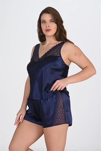 ALFA AKSESUAR 03 Plus Size Navy Blue Shorts Set