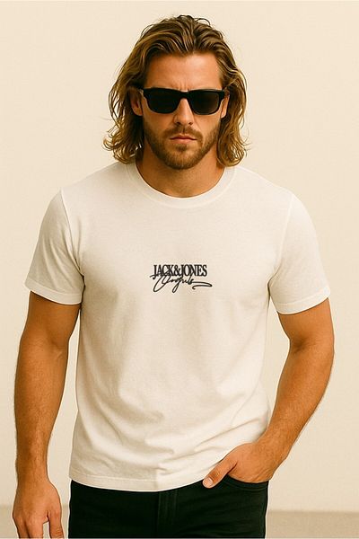 Jack & Jones Ανδρικό μπλουζάκι με τυπωμένο λογότυπο White Crew