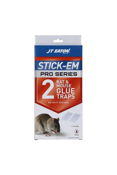 Generic مصيدة غراء للفئران والجرذان من سلسلة Stick-Em Pro من JT Eaton، قطعتان، لون أبيض