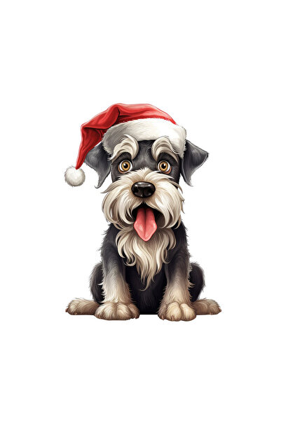 INOVATIX Set de 8 piese, autocolant cățeluș Schnauzer cu pălărie de Crăciun, ...