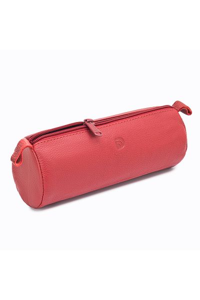 delis Unisex pencil case, Zarek PT1360, genuine leather, Red