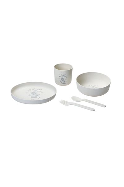 Parfait 5-Piece Zebra Printed Kids Dining Set White